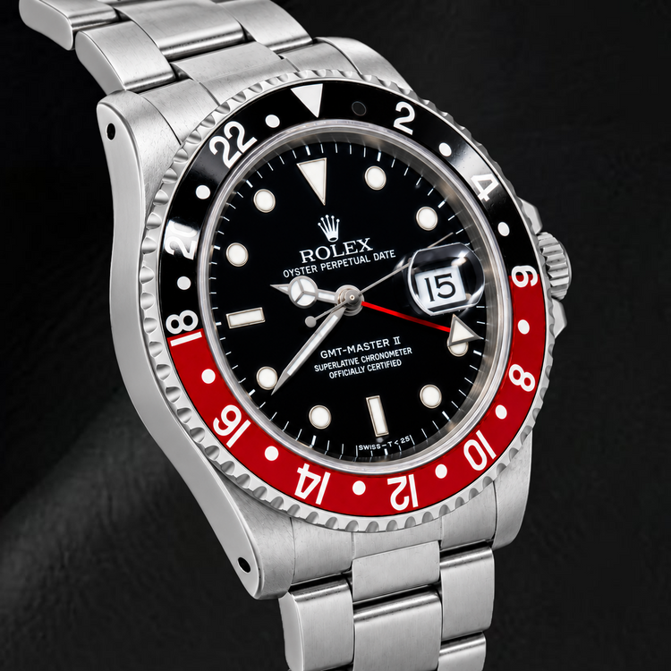 Montre Rolex GMT-Master II 16710 40 mm Coke Cadran Noir Luminescent en Acier Inoxydable