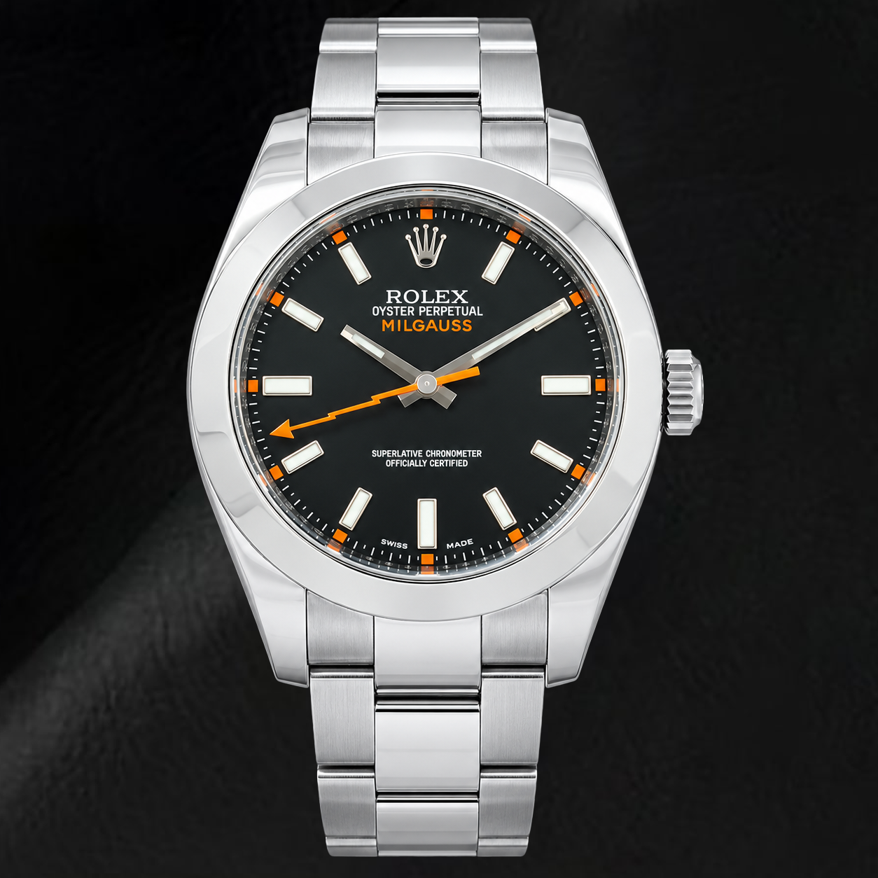 Montre Rolex Milgauss 116400 40 mm en Acier Inoxydable Cadran Noir Luminescent