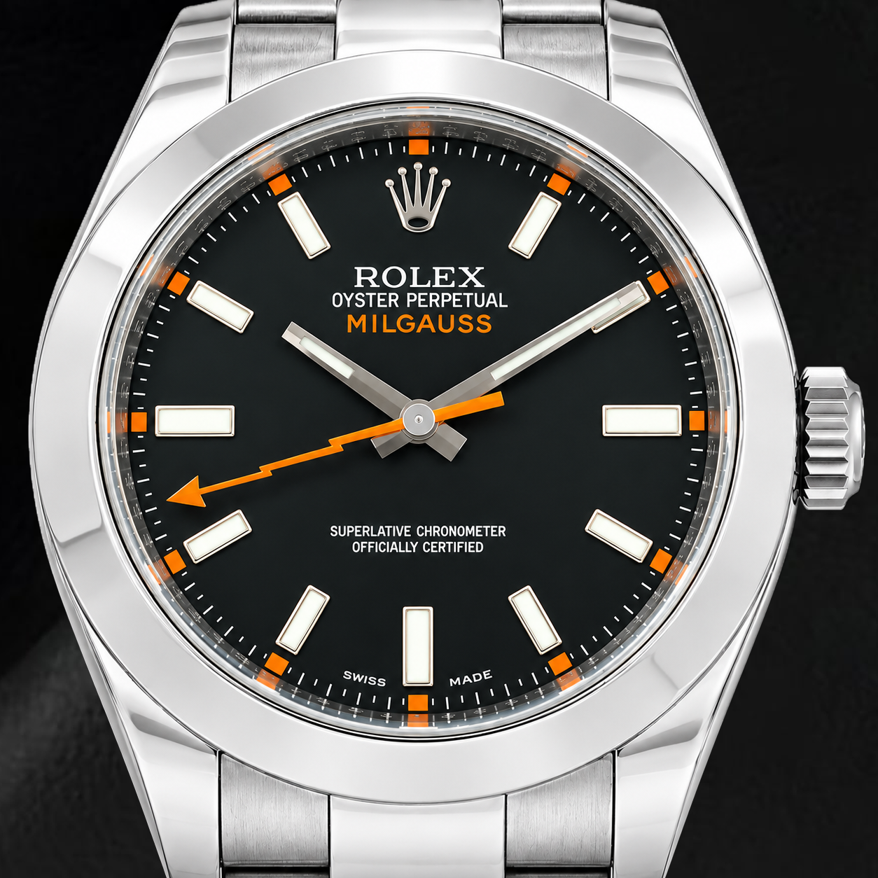 Montre Rolex Milgauss 116400 40 mm en Acier Inoxydable Cadran Noir Luminescent