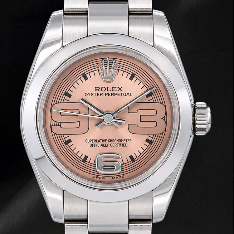Montre Rolex Oyster Perpetual 176200 26 mm en Acier Inoxydable Cadran Saumon Chiffres Arabes