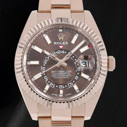Montre Rolex Sky-Dweller 326935 42 mm Or Rose Cadran Chocolat à Index Bâtons