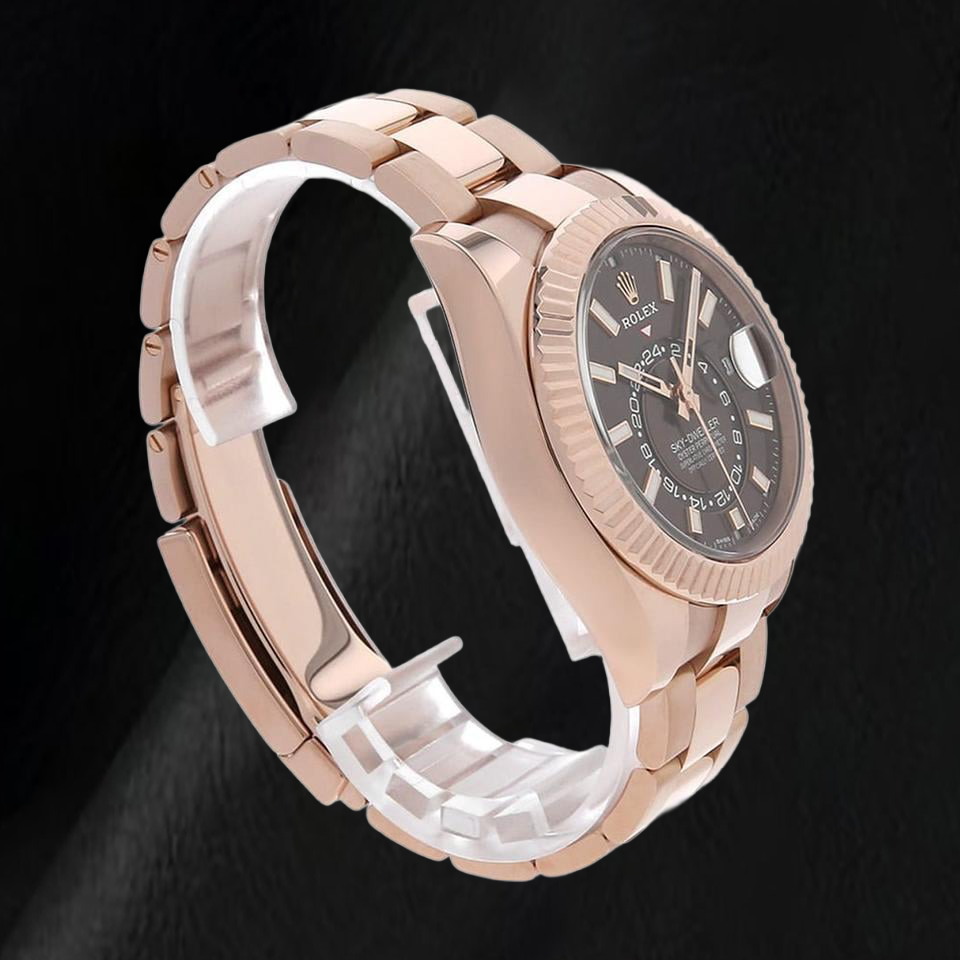 Montre Rolex Sky-Dweller 326935 42 mm Or Rose Cadran Chocolat à Index Bâtons