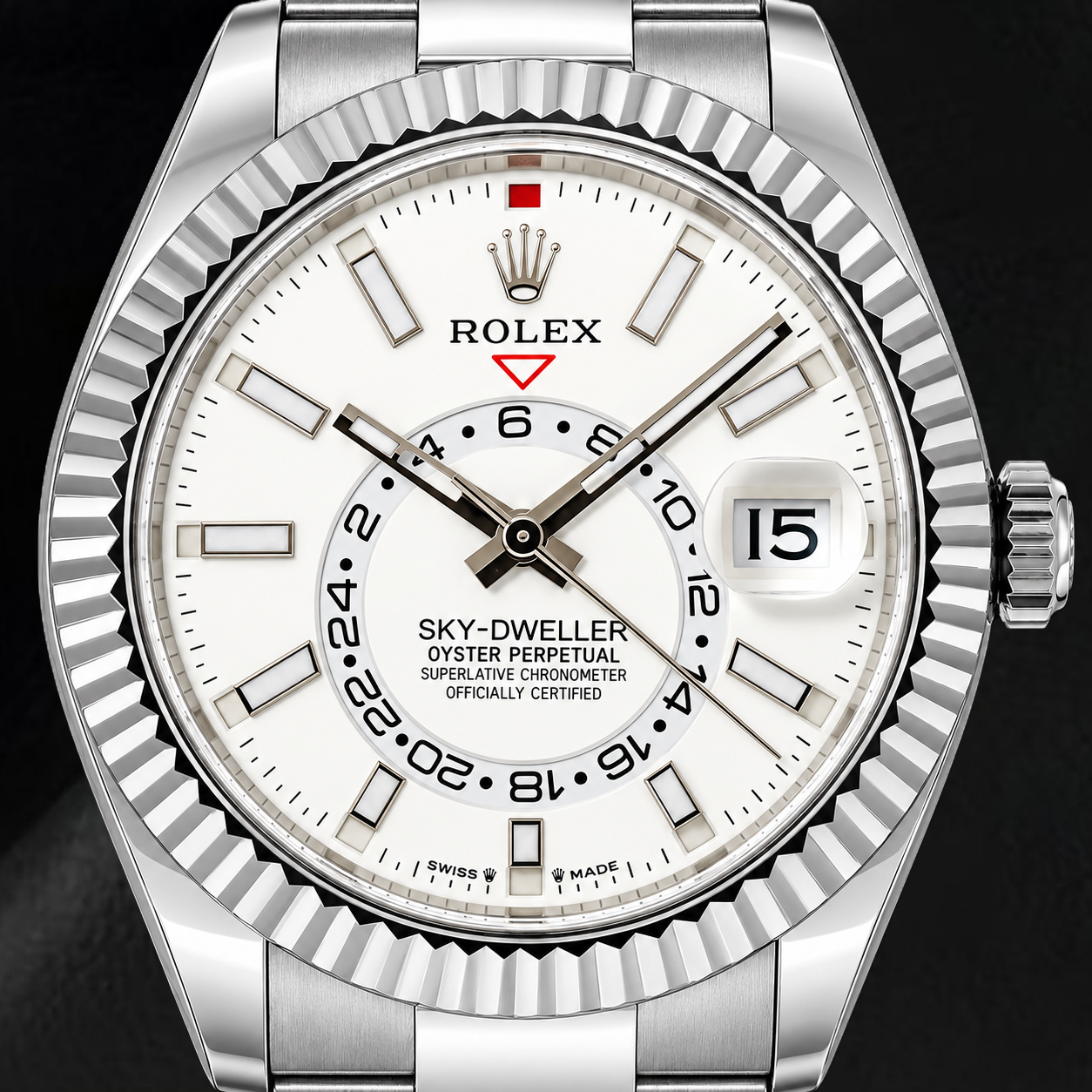 Montre Rolex Sky-Dweller 336934 42 mm en Acier Inoxydable avec Cadran Blanc Luminescent