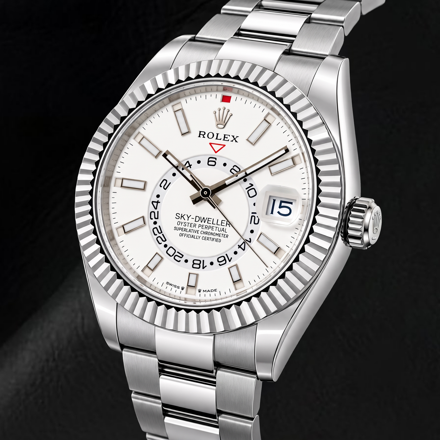 Montre Rolex Sky-Dweller 336934 42 mm en Acier Inoxydable avec Cadran Blanc Luminescent