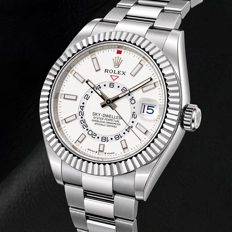 Montre Rolex Sky-Dweller 336934 42 mm en Acier Inoxydable avec Cadran Blanc Luminescent