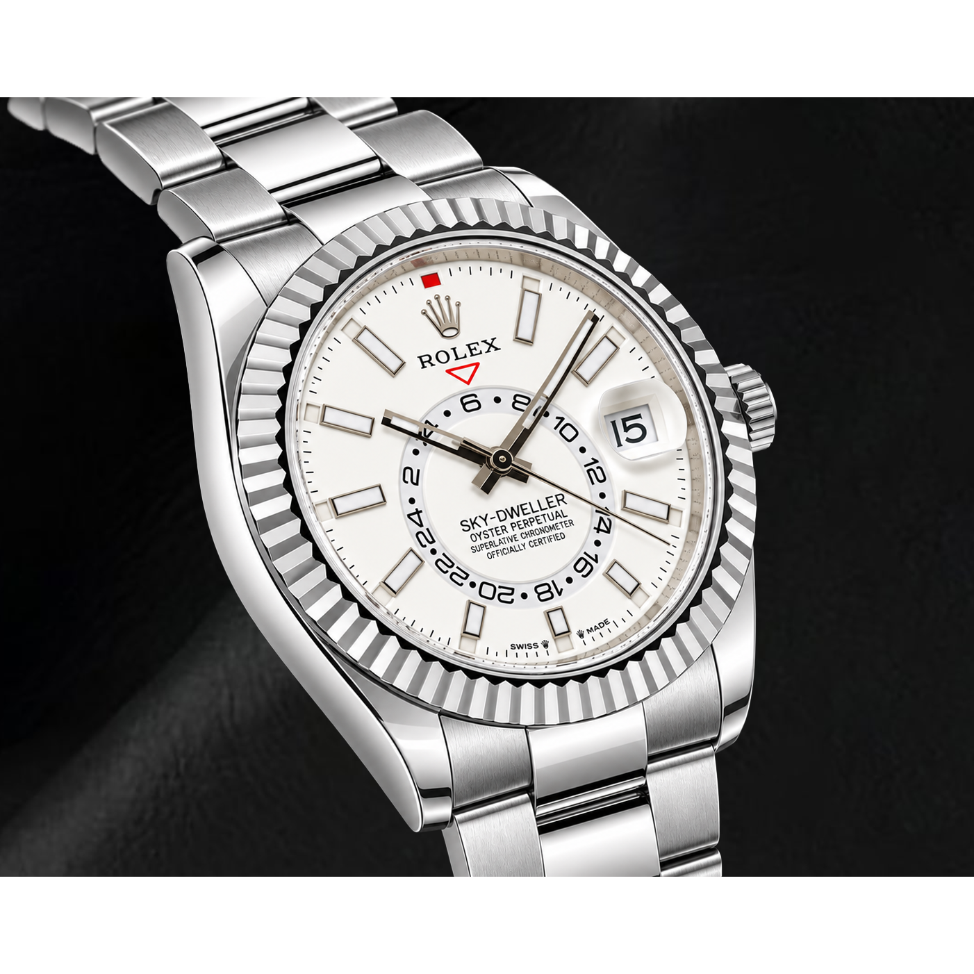 Montre Rolex Sky-Dweller 336934 42 mm en Acier Inoxydable avec Cadran Blanc Luminescent