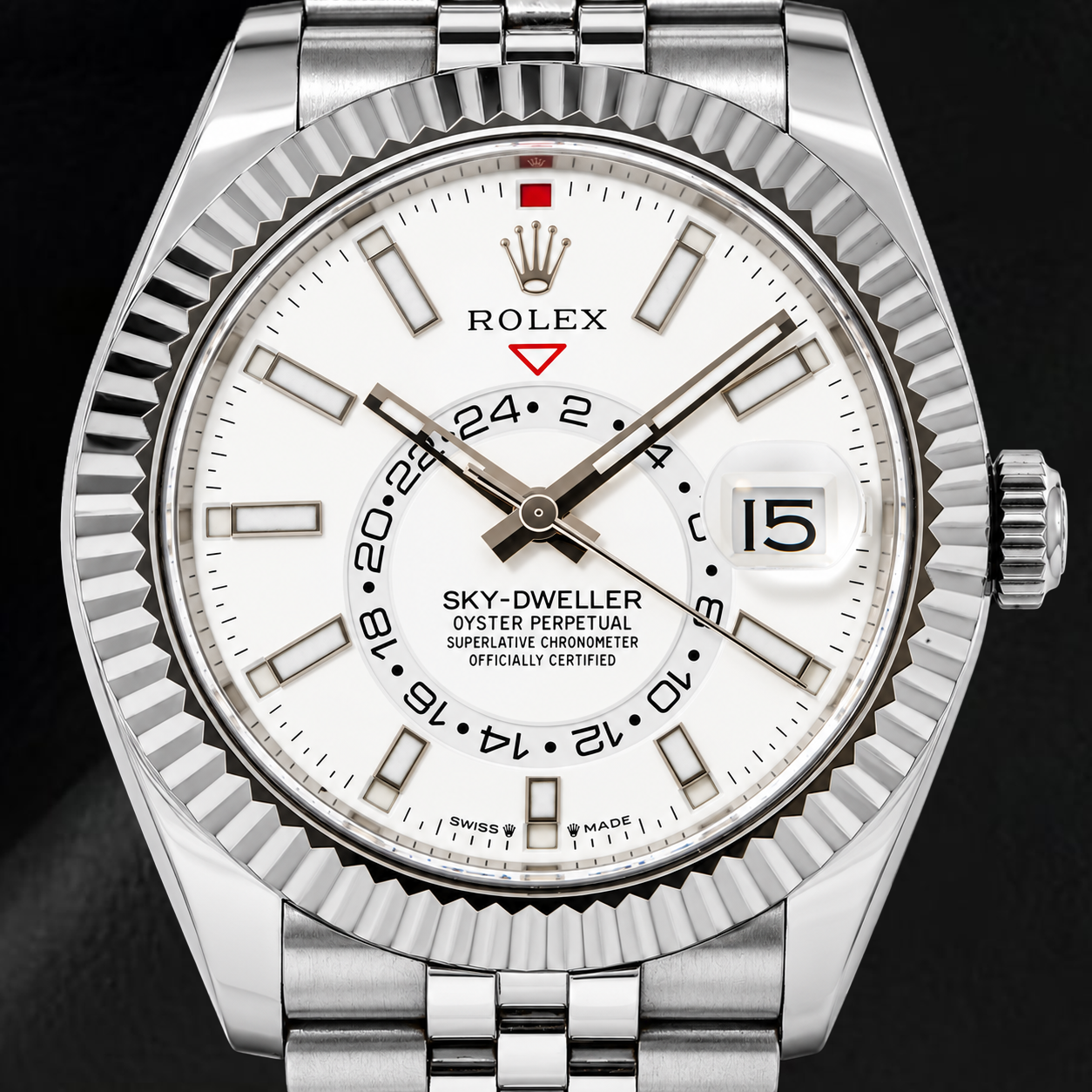 Montre Rolex Sky-Dweller 336934 42 mm en Acier Inoxydable Cadran Blanc Luminescent