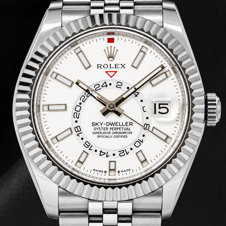 Montre Rolex Sky-Dweller 336934 42 mm en Acier Inoxydable Cadran Blanc Luminescent