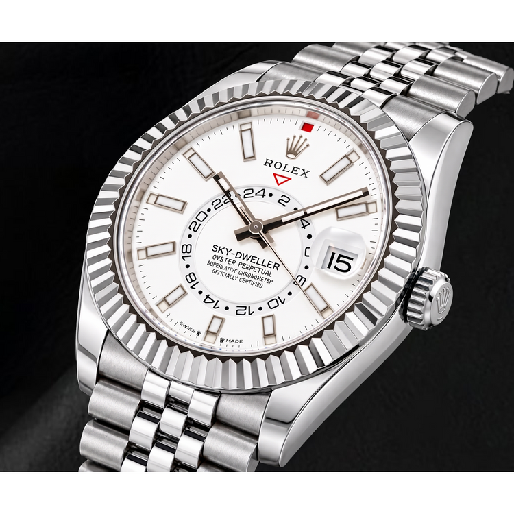 Montre Rolex Sky-Dweller 336934 42 mm en Acier Inoxydable Cadran Blanc Luminescent
