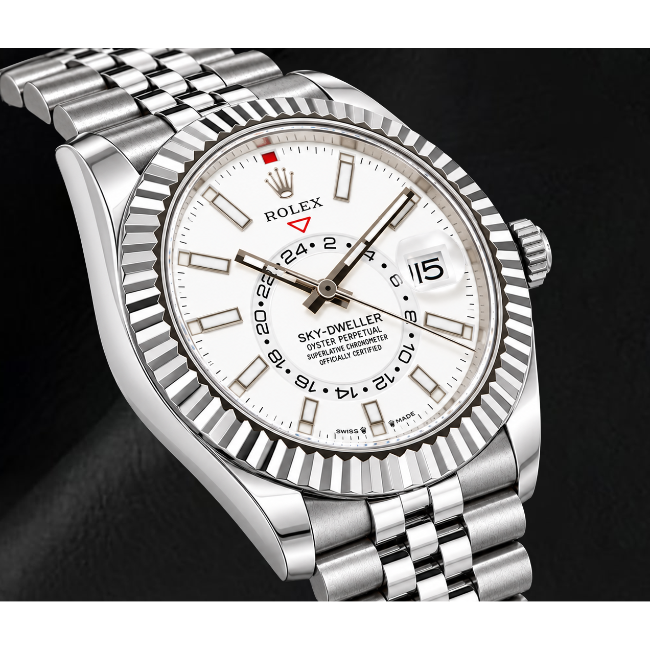 Montre Rolex Sky-Dweller 336934 42 mm en Acier Inoxydable Cadran Blanc Luminescent