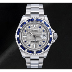 Montre Rolex Submariner Date 40 mm 16610 Cadran Pavé de Diamants en Acier Inoxydable