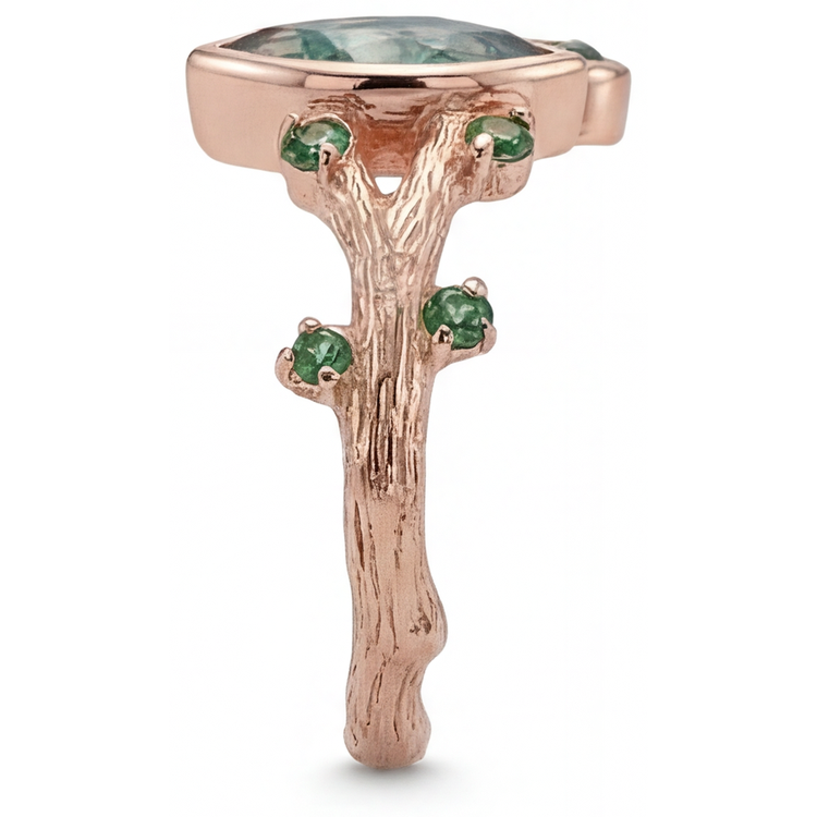 Moss Agate Bague avec Gemme – vue arrière