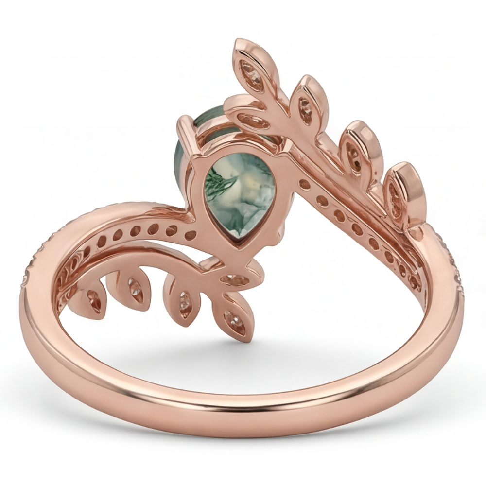 Moss Agate Bague avec Gemme – vue de dessus