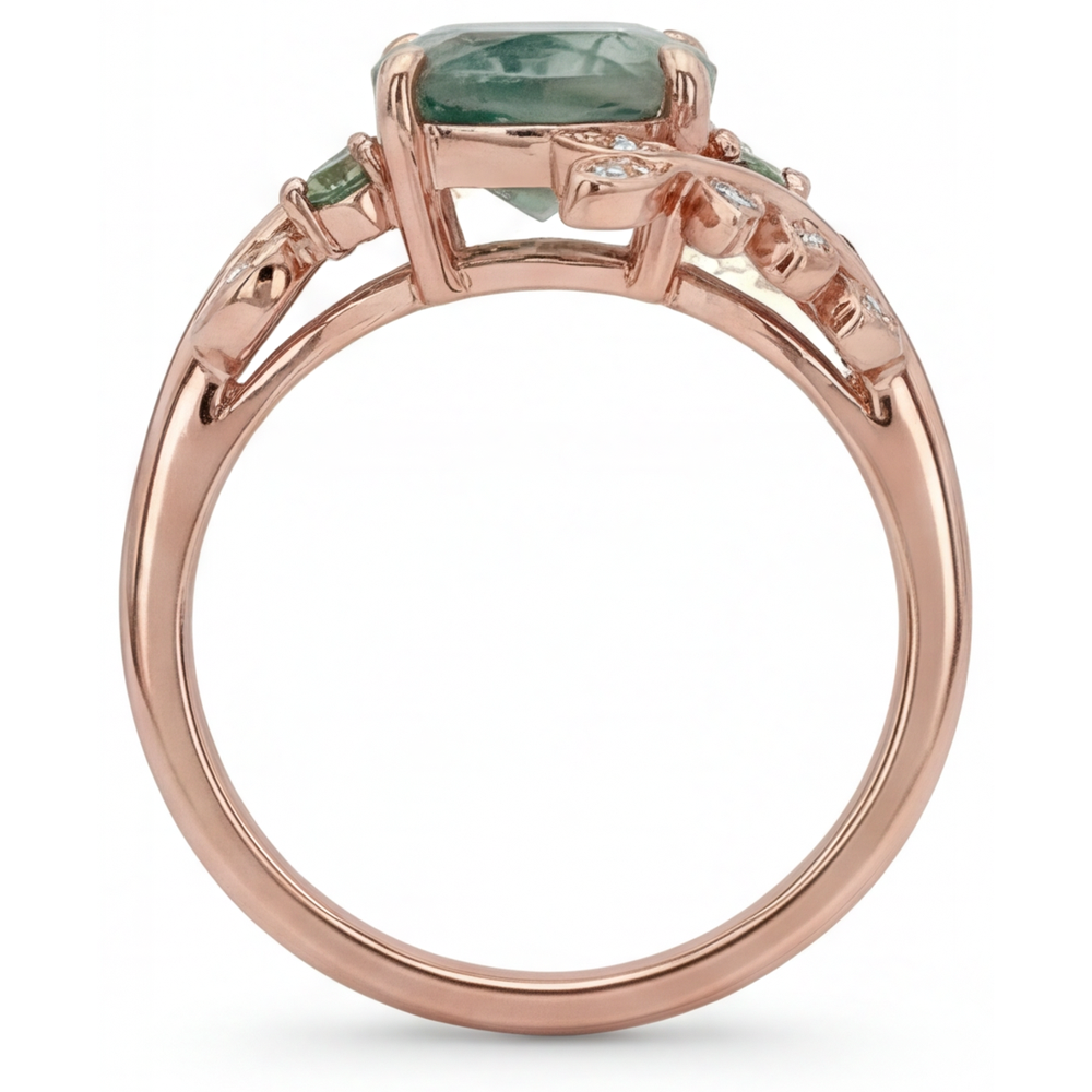 Moss Agate Bague avec Gemme – vue de profil