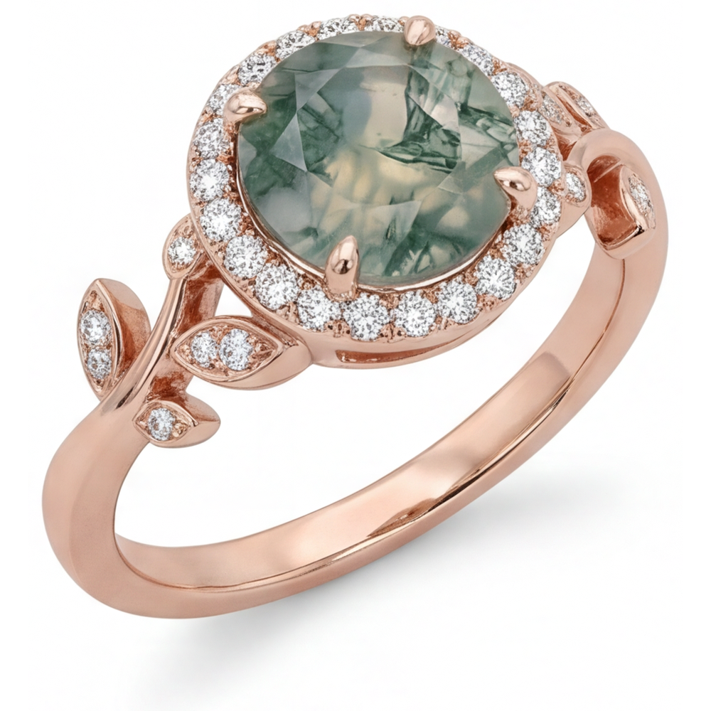 De luxe Moss Agate Bague Pierre de Couleur 2,0 carats – vue principale