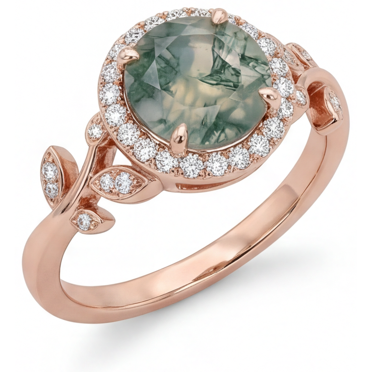 De luxe Moss Agate Bague Pierre de Couleur 2,0 carats – vue principale