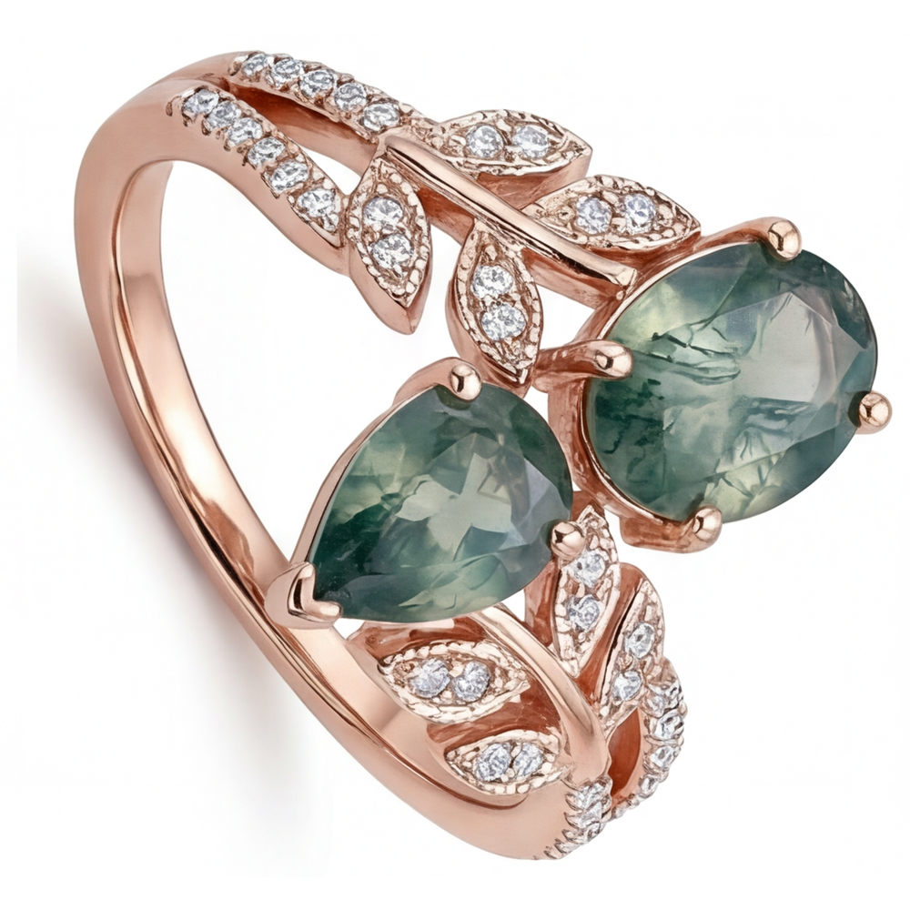 De luxe Moss Agate Bague Pierre de Couleur 3,25 carats – vue de côté