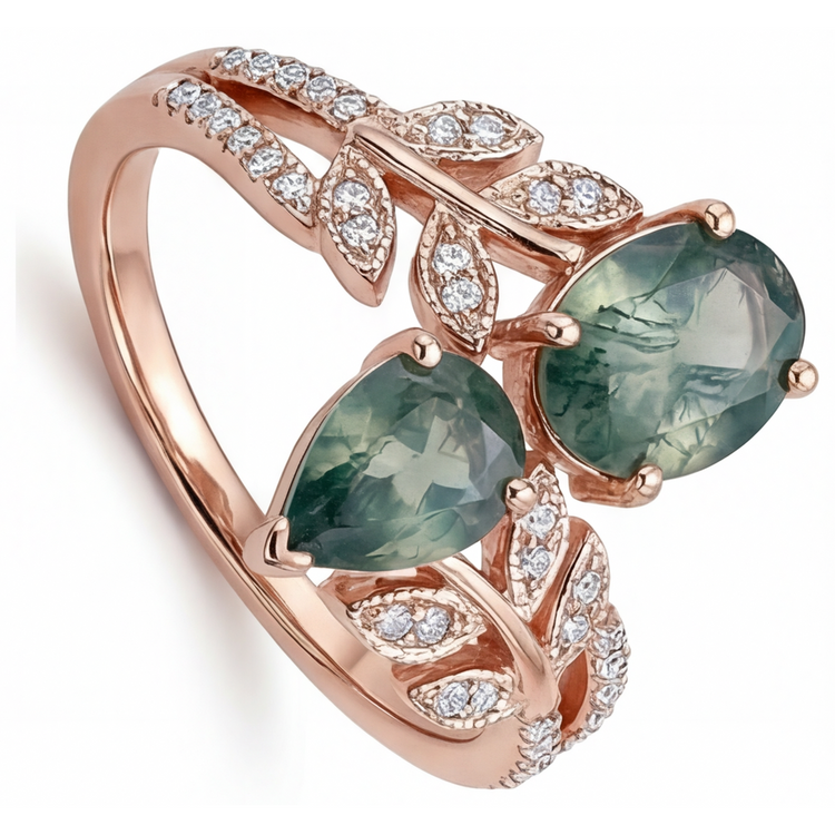 De luxe Moss Agate Bague Pierre de Couleur 3,25 carats – vue de côté