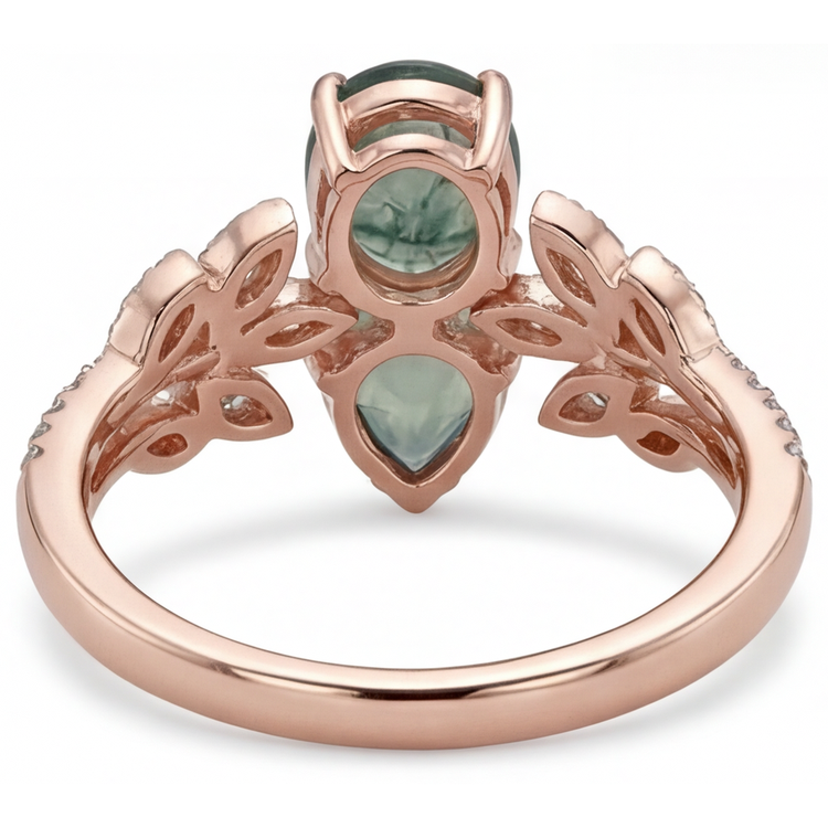 De luxe Moss Agate Bague Pierre de Couleur 3,25 carats – vue de profil