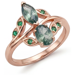 Intemporel Moss Agate Bague Pierre Précieuse 2,50 carats