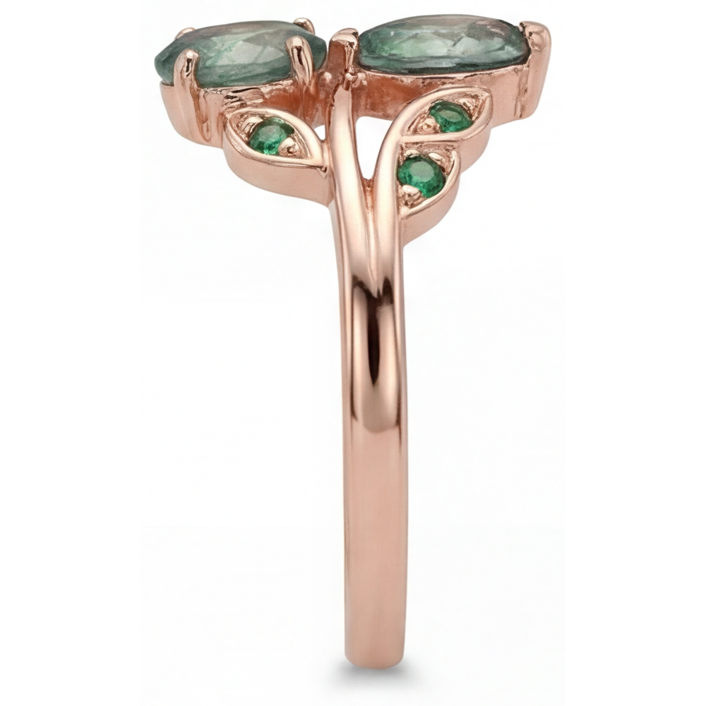 Bague Pierre Précieuse Or 14K Rose avec Moss Agate – vue de profil
