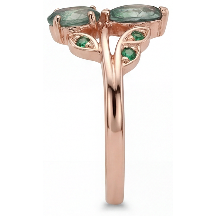 Bague Pierre Précieuse Or 14K Rose avec Moss Agate – vue de profil