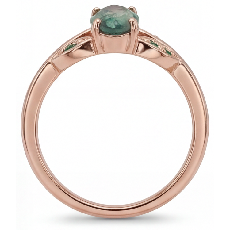 Marquise Moss Agate bague en Or 14K Rose – vue de dessus