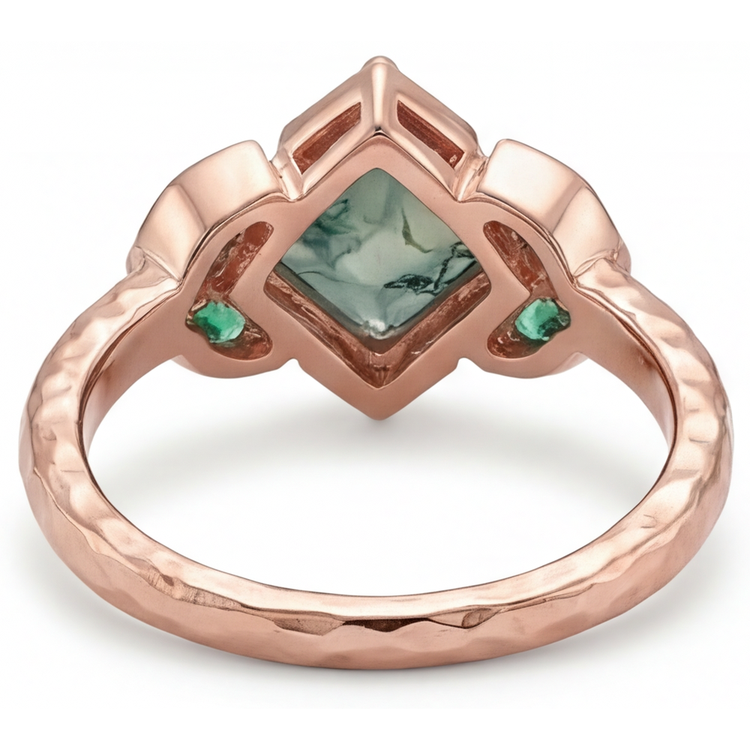 Fait à la main Moss Agate Bague Pierre Précieuse 2,50 carats – vue de dessus