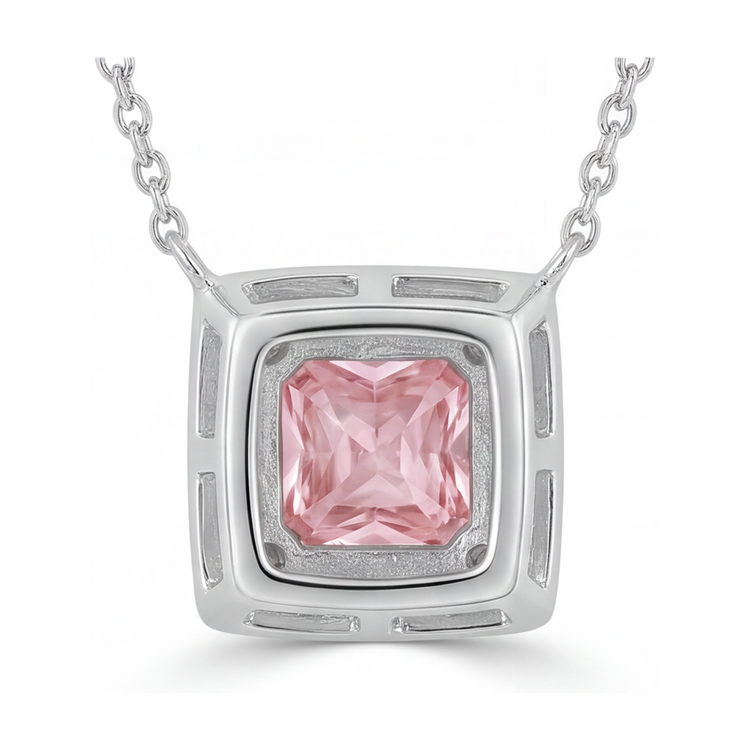 Collier diamant rose naturel taille princesse 0,95 carat