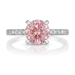 Bague en diamant rose naturel taille ronde 1,39 carat