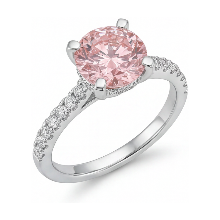Bague en diamant rose naturel taille ronde 1,39 carat