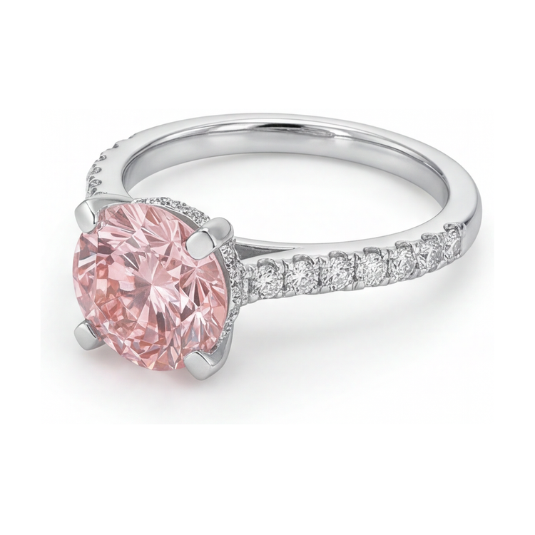 Bague en diamant rose naturel taille ronde 1,39 carat