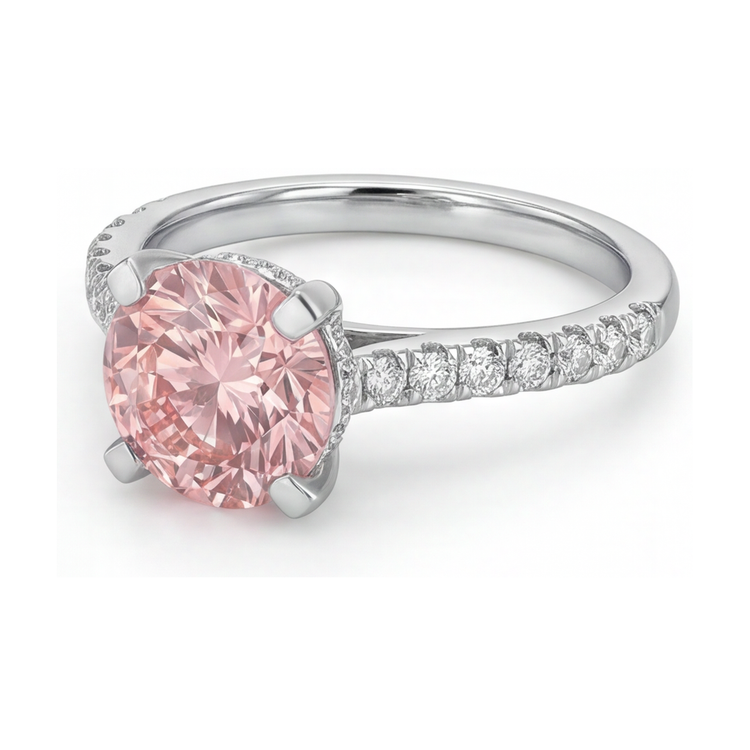 Bague en diamant rose naturel taille ronde 1,39 carat