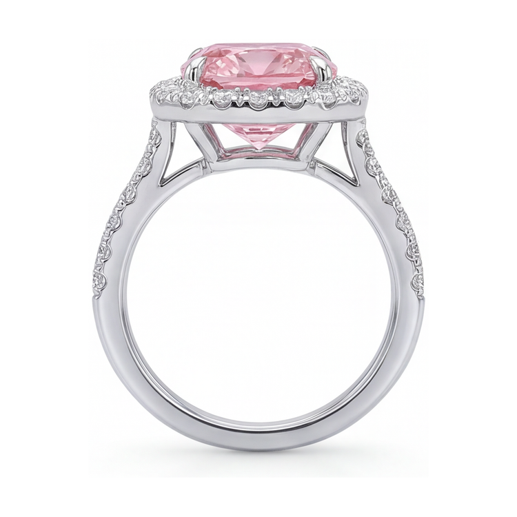 Bague en diamant rose naturel 1,96 carat taille coussin