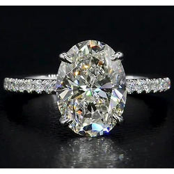 Pavé Bague Sertie Halo – Diamant 2,50 carats Or 14K Blanc