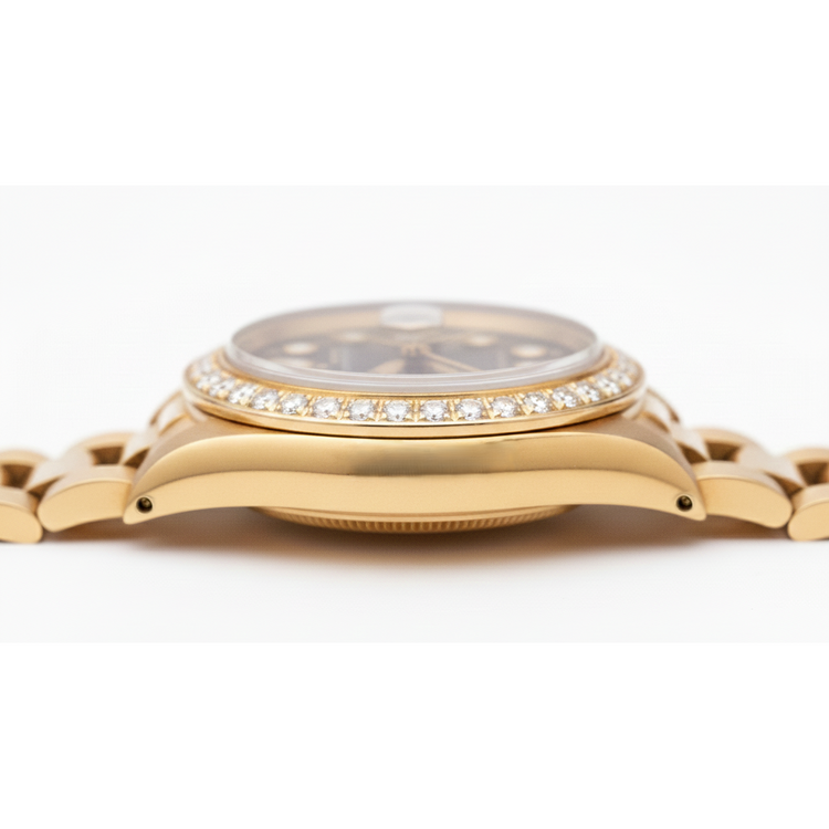 or jaune président still Rolex Datejust montre lunette diamant cadran noir