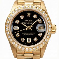 or jaune président still Rolex Datejust montre lunette diamant cadran noir