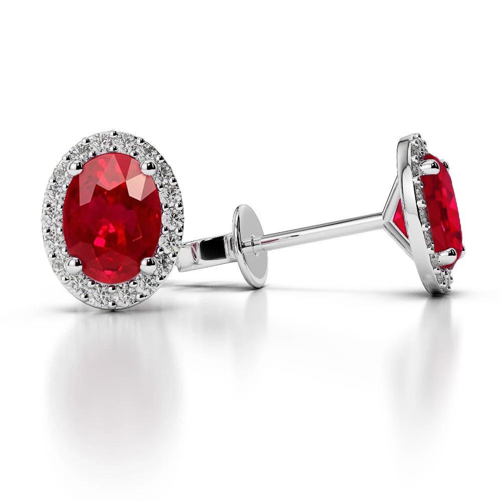 Ovale Rubis Sang de Pigeon bague en Or Blanc 14 Carats – vue principale