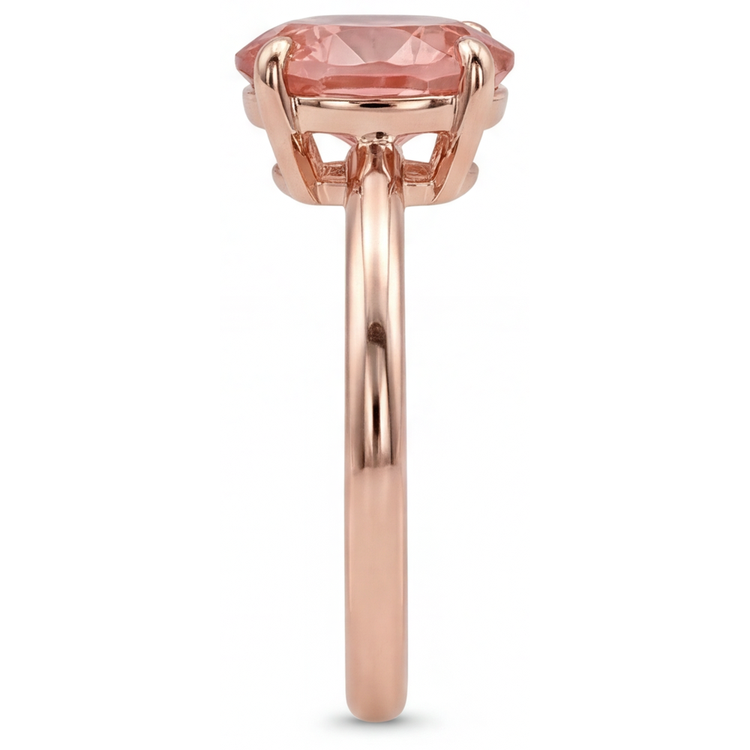 Bague Solitaire en Or Rose avec Saphir Padparadscha Pêche Naturel Ovale 2,2 Carats