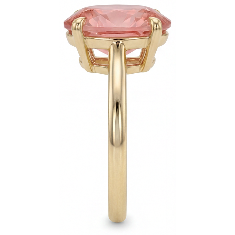 Bague Solitaire Ovale en Saphir Padparadscha Pêche Véritable 2,5 Carats en Or Jaune 14K