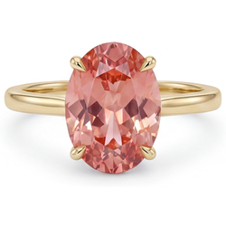 Bague Solitaire Ovale en Saphir Padparadscha Pêche Véritable 2,5 Carats en Or Jaune 14K