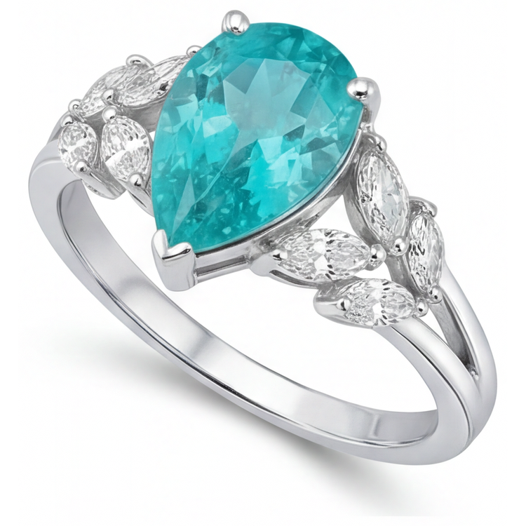 Paraiba Néon Bague avec Gemme – vue de côté