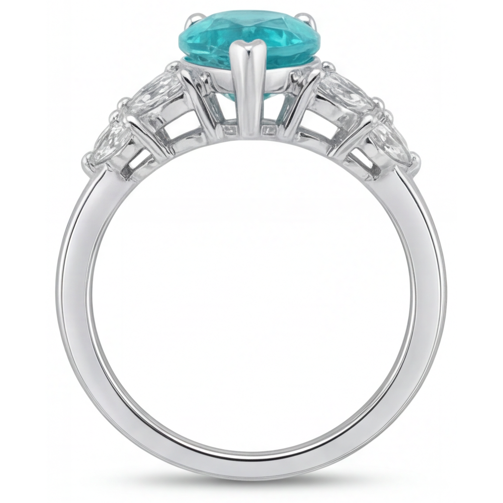 Étincelant Paraiba Néon Bague avec Gemme 2 carats – vue de profil