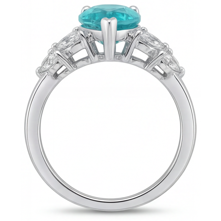 Étincelant Paraiba Néon Bague avec Gemme 2 carats – vue de profil