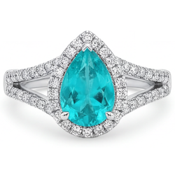 Élégant Pureté VVS Paraiba Néon Bague de Fiançailles Halo – 3