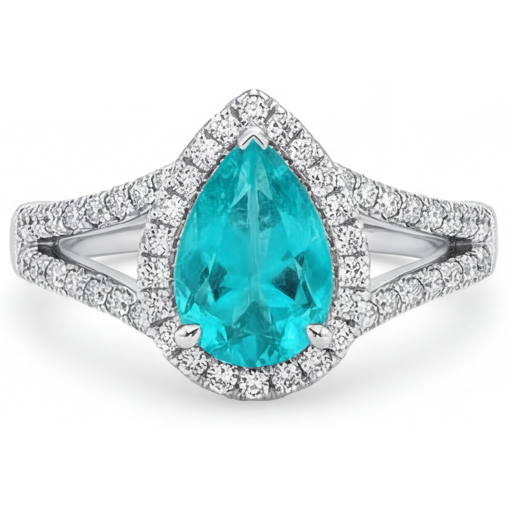 Élégant Bague de Fiançailles Halo 3 carats – vue principale