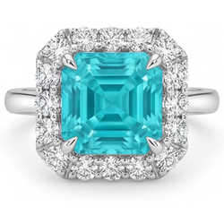 Artisanal Bague Halo avec Paraiba Néon VVS – 2 carats