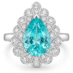 VVS Bague Halo – Paraiba Néon 5 carats Or Blanc 14 Carats