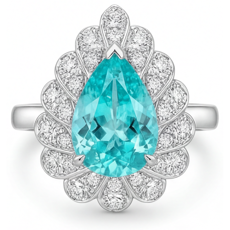 Goutte Paraiba Néon bague en Or Blanc 14 Carats – vue principale