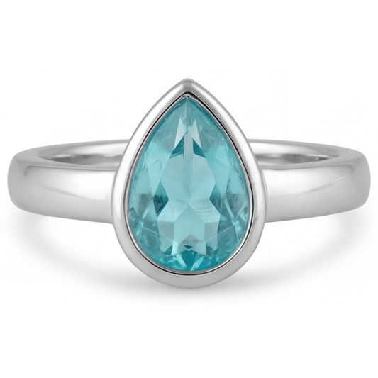 Paraiba Néon Bague Pierre de Couleur – vue de profil